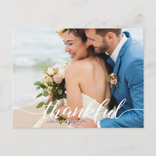 Personalised Photo Destination Wedding Thank You Announcement Postcard (Front)