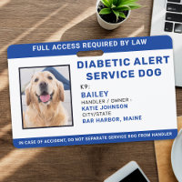 Personalised Photo Diabetic Alert Service Dog
