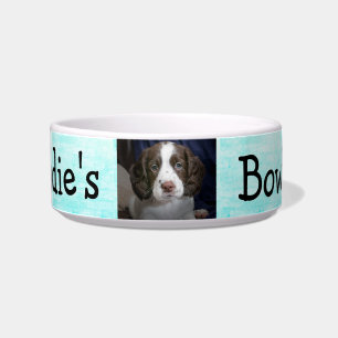 Personalised Photo Dog Bowl Aqua Blue