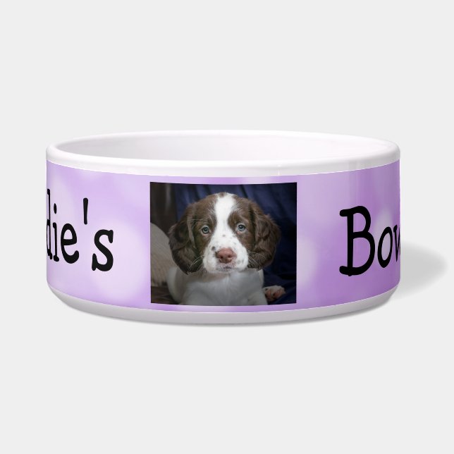 Personalised Photo Dog Bowl  Purple (Front)