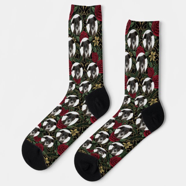 Personalised Photo Dog Hearts Pattern Socks (Left)