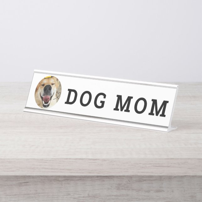 Personalised  Photo Dog Mum Desk Name Plate (Front)