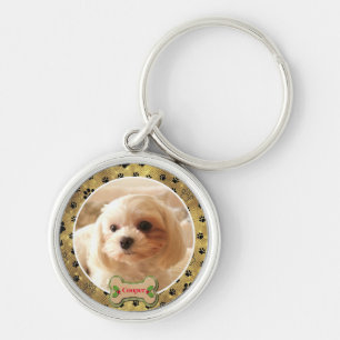 Personalised Photo Dog - Paw Print Design Key Ring