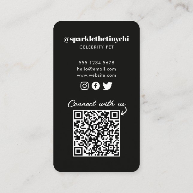 Personalised Photo Dog Pet Social Media QR Business Card (Back)