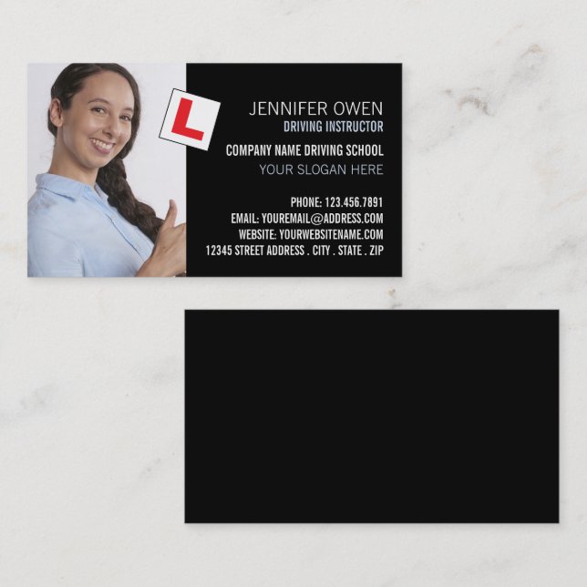Personalised Photo, Driving School, Instructor Business Card (Front/Back)