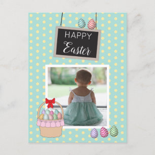 Personalised Photo Easter Basket Pastel Eggs Holiday Postcard