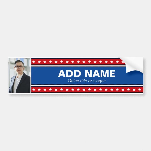 Personalised Photo Election Campaign Template Car Bumper Sticker (Front)