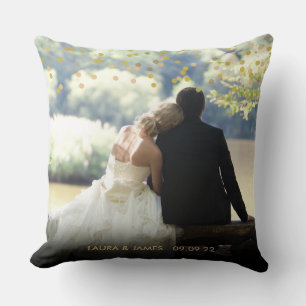 Personalised Photo Elegant Gold Confetti Cushion