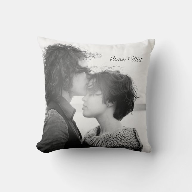 Personalised Photo Elegant Script Anniversary Text Cushion (Front)