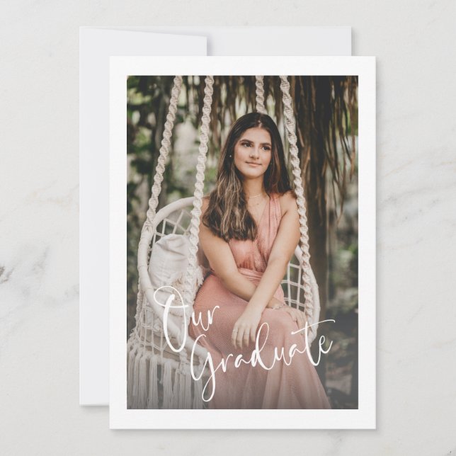 Personalised Photo Elegant Stylish Graduation Chic Announcement (Front)