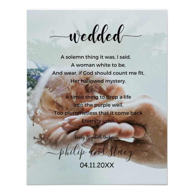 Personalised Photo Elegant Wedded Poem Print (Front)
