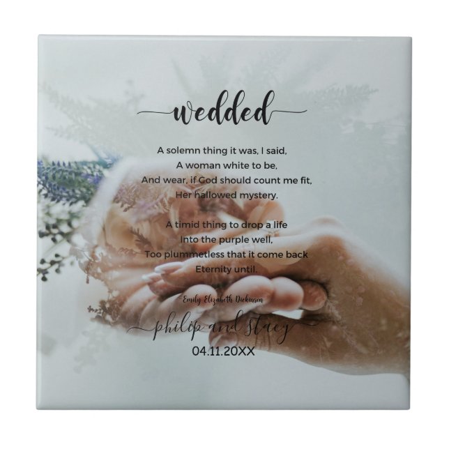 Personalised Photo Elegant Wedded Poem Tile (Front)