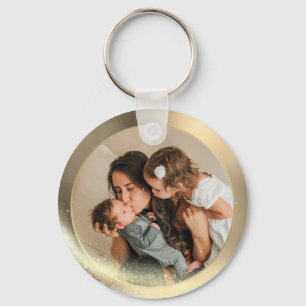 Personalised Photo Family Portrait Golden Keychain