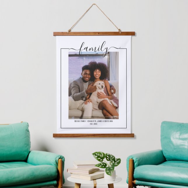Personalised Photo Family Typography Hanging Tapestry (Living Room)