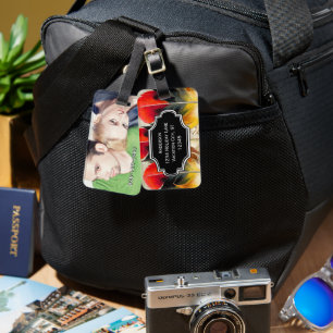 Personalised Photo Feather Pattern Luggage Tag