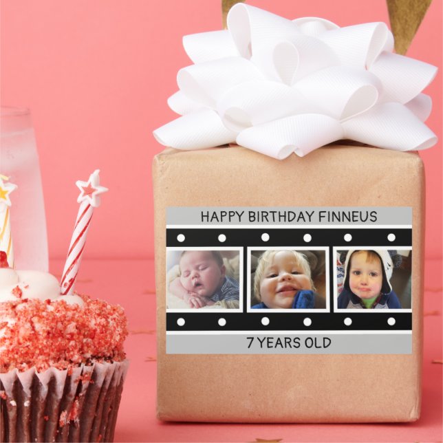 Personalised Photo Filmstrip Birthday    Rectangular Sticker (Party)