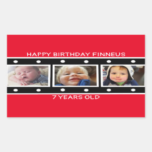 Personalised Photo Filmstrip Birthday   Rectangular Sticker