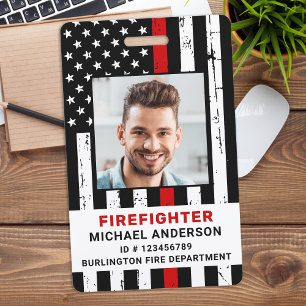 Personalised Photo Fire Department Firefighter ID  ID Badge