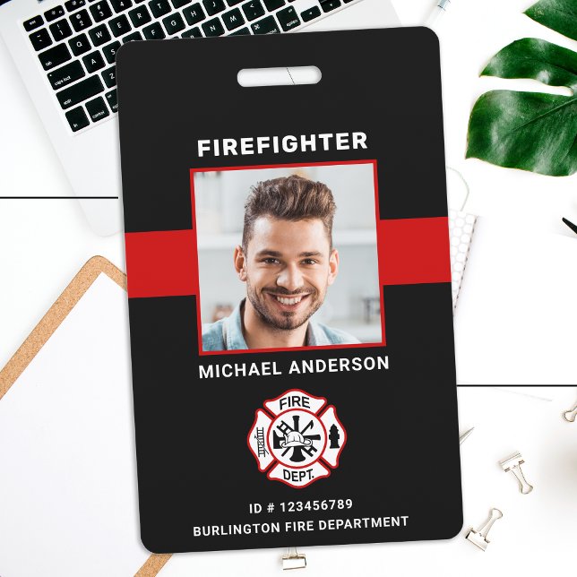 Personalised Photo Firefighter ID Fireman ID Card  Badge (Creator Uploaded)