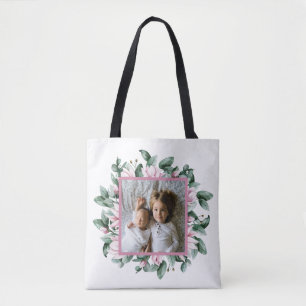 Personalised Photo Floral Frame Double-Sided Tote