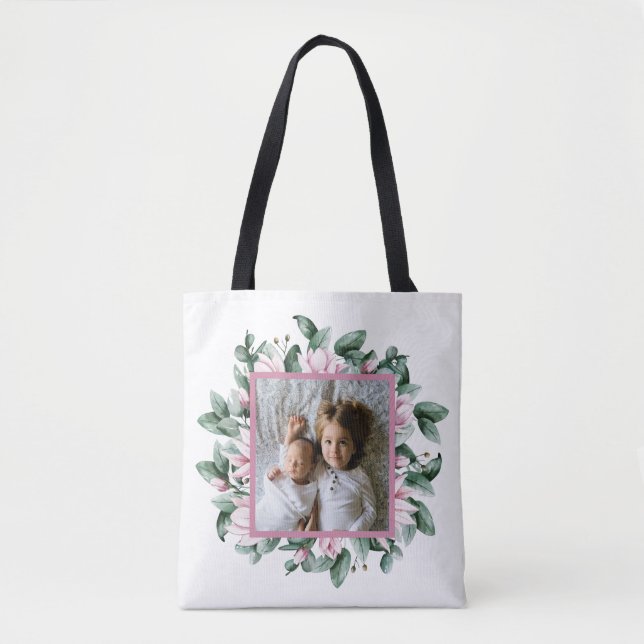 Personalised Photo Floral Frame Double-Sided  Tote (Front)
