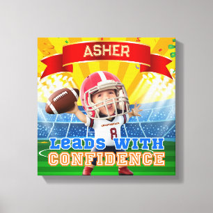 Personalised Photo Football Red Quarterback Canvas Print