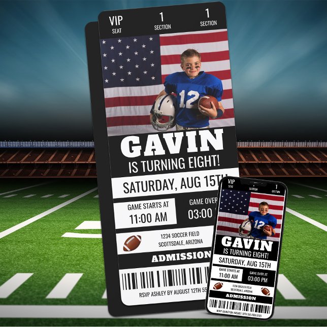Personalised Photo Football Ticket Birthday Party Invitation (Creator Uploaded)