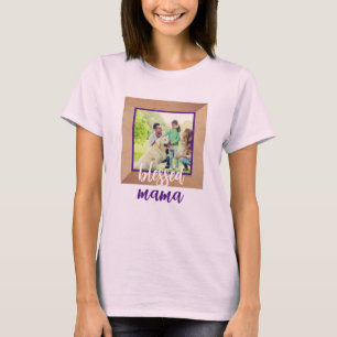 Personalised Photo Frame   Cute Blessed Mama T-Shirt