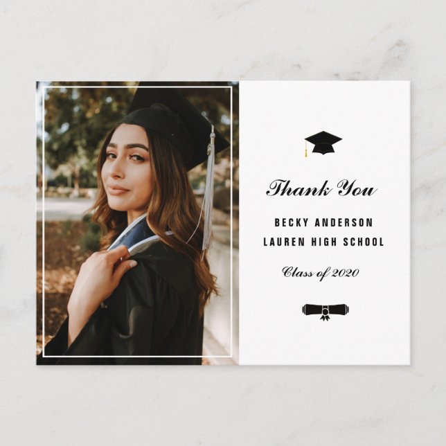 Personalised photo frame graduation thank you postcard (Front)