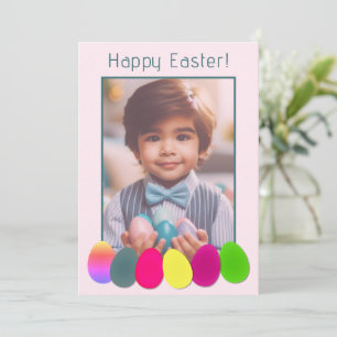Personalised Photo Fun Coloured Eggs Happy Easter Holiday Card