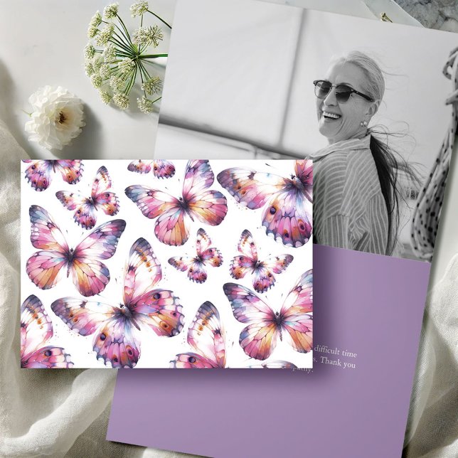 Personalised Photo Funeral Thank You Cards (Funeral thank you cards with photo personalized butterflies)