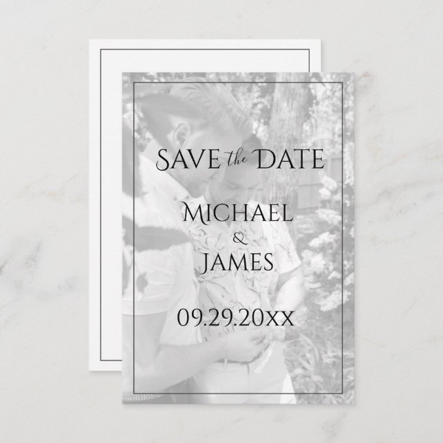 Personalised Photo Gay Couple Save the Date (Front/Back)