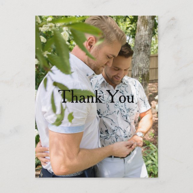 Personalised Photo Gay Wedding Thank You Postcard (Front)