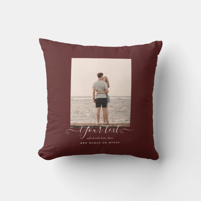 Personalised PHOTO Gifts Burgundy Theme Cushion (Front)