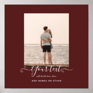 Personalised PHOTO Gifts Burgundy Theme Poster