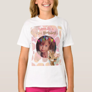 Personalised Photo giraffe Birthday party girls T-Shirt