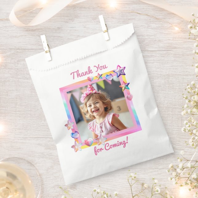 Personalised Photo Girl's Birthday Favour Bags (Clipped)