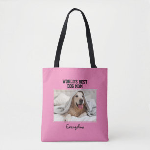 Personalised Photo Girly Worlds Best Dog Mum Tote Bag