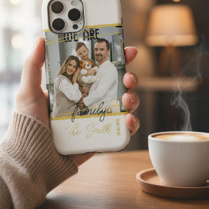 Personalised Photo Gold Chic Modern Family Memory iPhone 15 Case