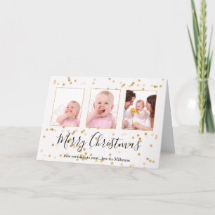 Personalised Photo Gold Confetti Christmas Holiday Card