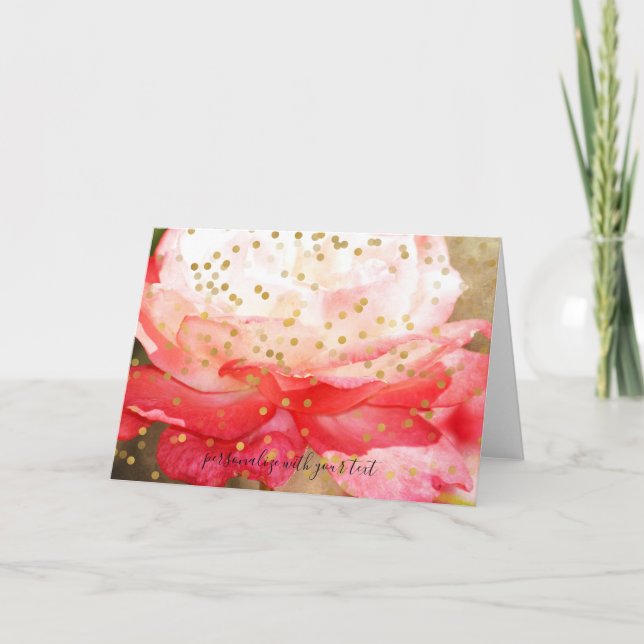 Personalised Photo Gold Confetti Overlay Card (Front)
