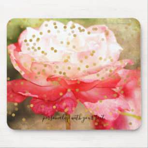 Personalised Photo Gold Confetti Overlay Mouse Mat