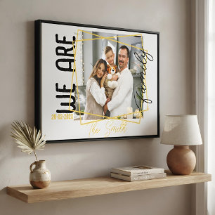 Personalised Photo Gold Frame Family Custom Name Canvas Print