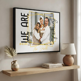 Personalised Photo Gold Frame Family Custom Name Canvas Print