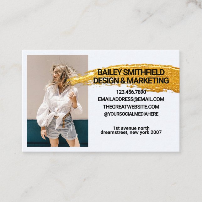 Personalised Photo Gold Painting Business Card (Front)