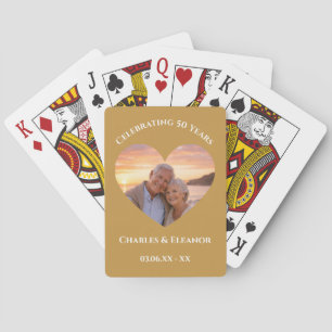 Personalised Photo Golden 50th Anniversary Gift Playing Cards