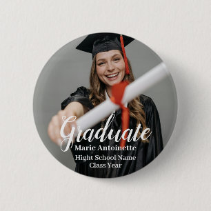 Personalised Photo Graduation Modern 6 Cm Round Badge