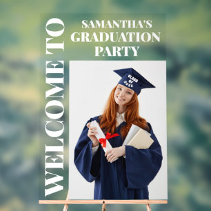 Personalised Photo Graduation Party Welcome Acrylic Sign