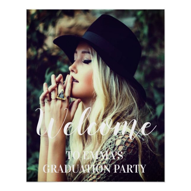 Personalised Photo Graduation Party Welcome  Poster (Front)