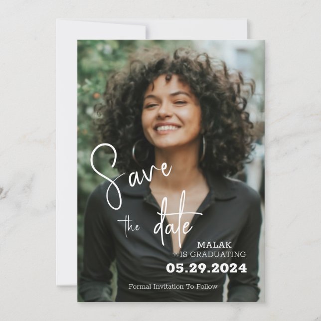 Personalised Photo Graduation  Save The Date (Front)
